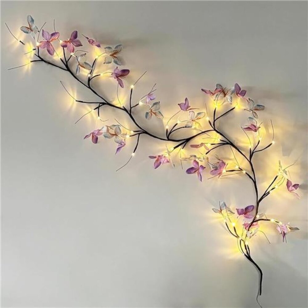 Butterfly Vine String Lights 48LED 6FT Wall Decor Indoor Warm White Fairy Lights